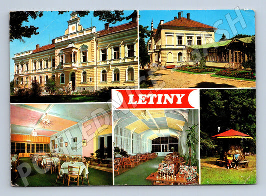 Pohlednice Letiny zámek, restaurace, zahrada (M14621)