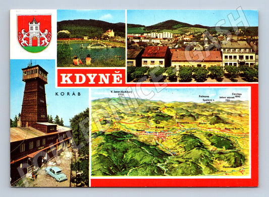 Pohlednice Kdyně Koráb, historická mapa a rozhledna (M14625)
