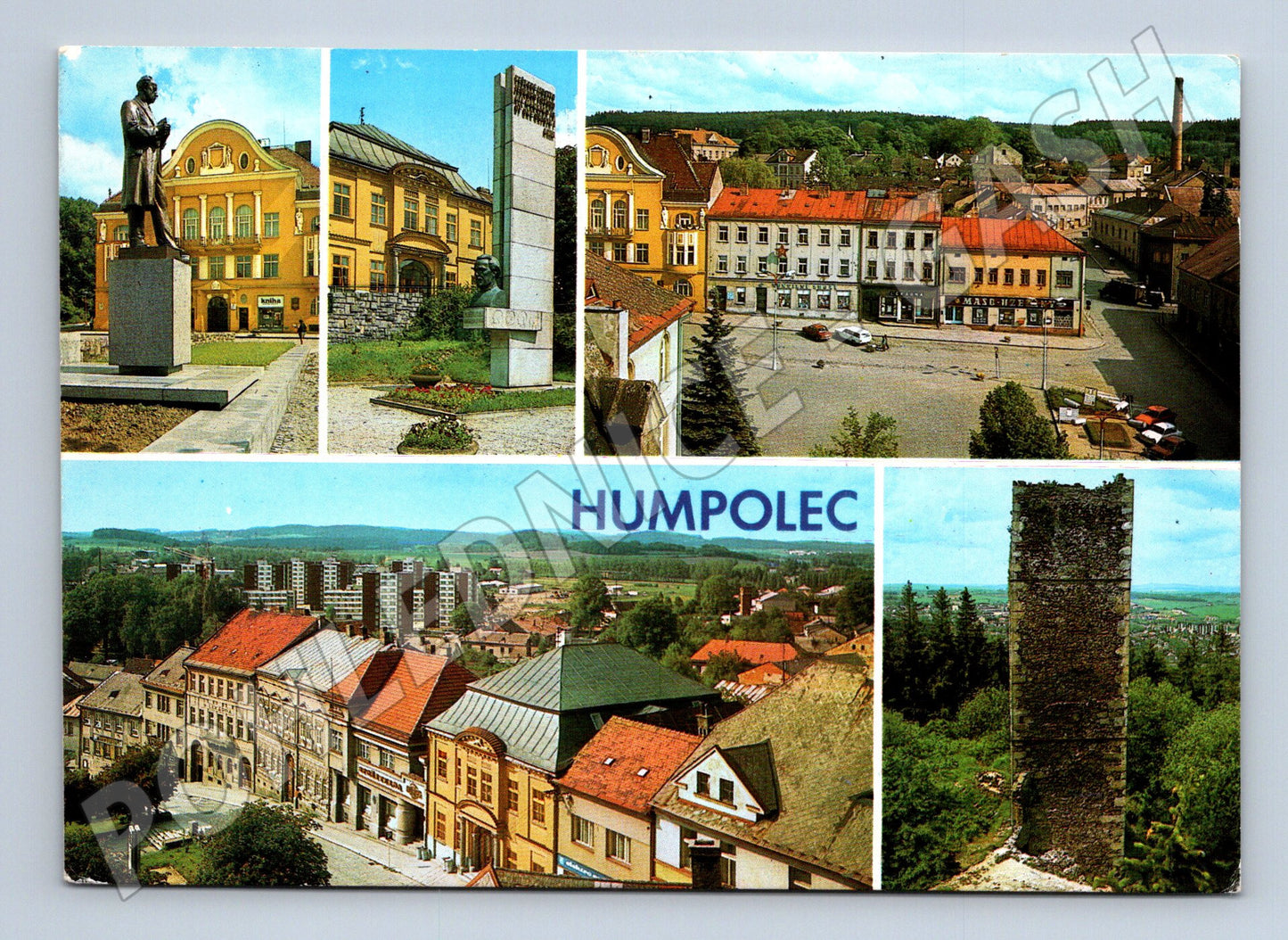 Pohlednice Humpolec koláž náměstí památky (M14630)