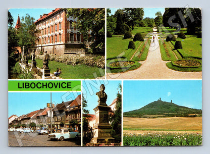 Pohlednice Libochovice zámek a Hazmburk (M14637)