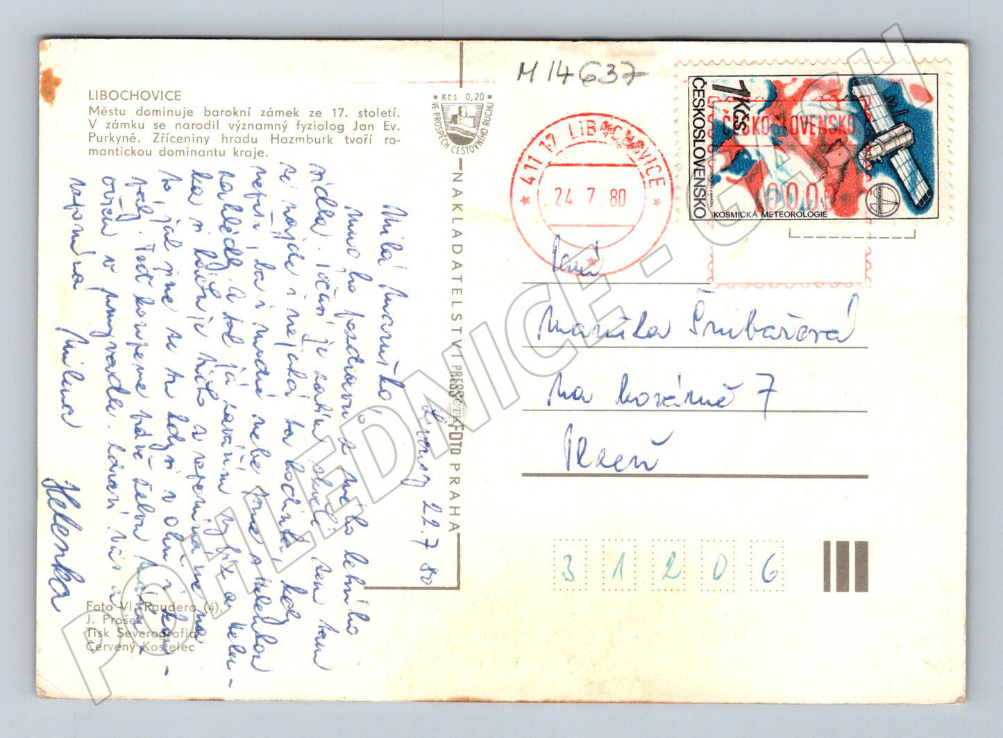 Pohlednice Libochovice zámek a Hazmburk (M14637)