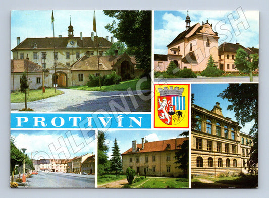 Pohlednice Protivín okres Písek, vícezáběrová, známka Hašek (M14666)