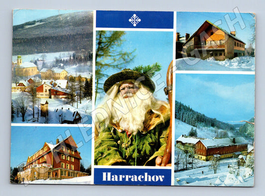 Pohlednice Harrachov zimní scenérie Krakonoš (M14667)