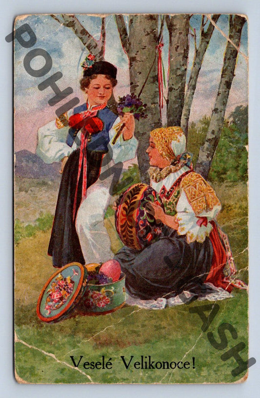 Pohlednice Velikonoční folklór kroje etnografie (M1467)
