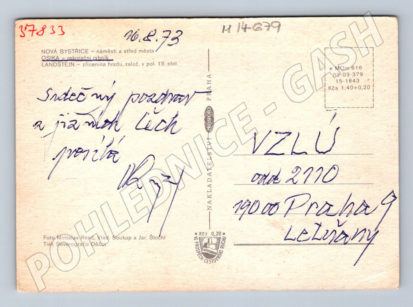 Pohlednice  Nová Bystřice, Osika, Landštejn 1973 (M14679)