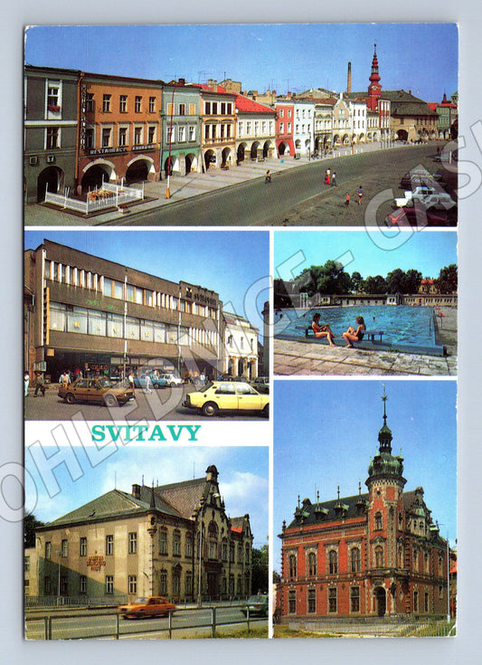 Pohlednice Svitavy koláž města použitá 90. léta (M14685)