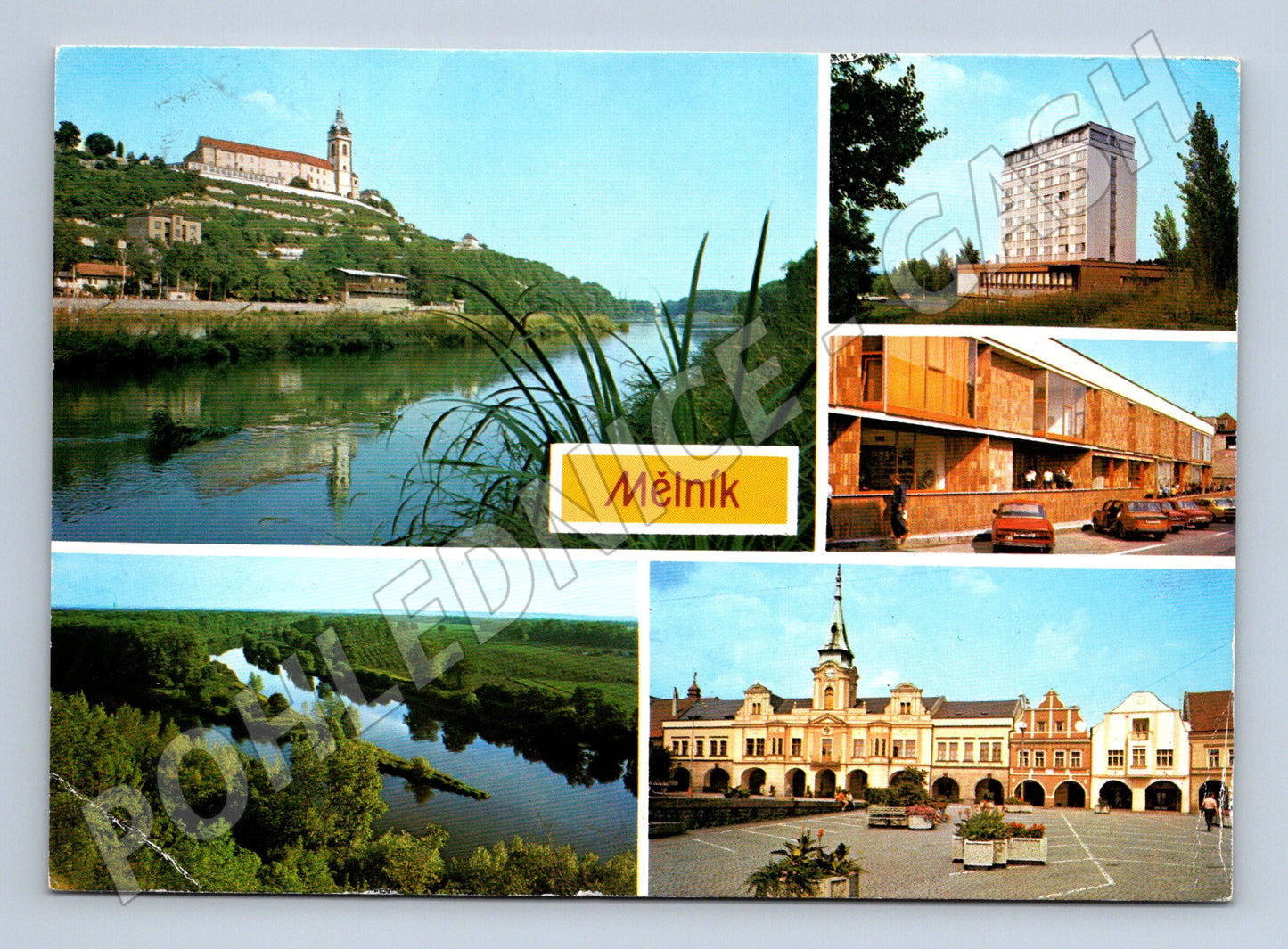 Pohlednice Mělník zámek, soutok, náměstí (M14711)
