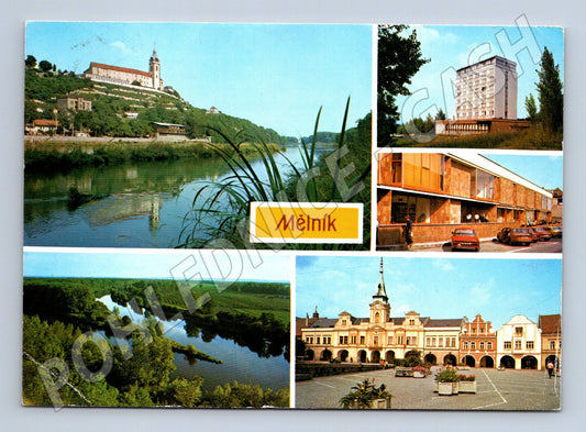 Pohlednice Mělník zámek, soutok, náměstí (M14711)