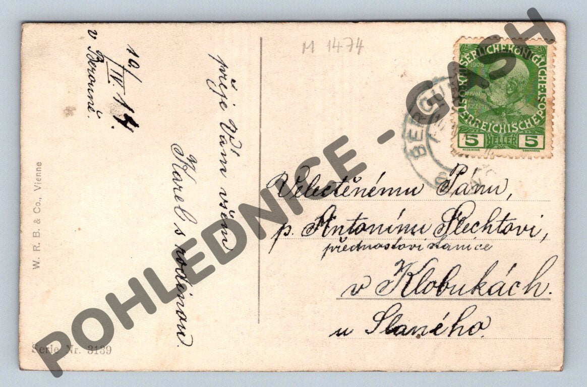 Pohlednice Velikonoční ovce na pastvě Rakousko Uhersko 1914 (M1474)