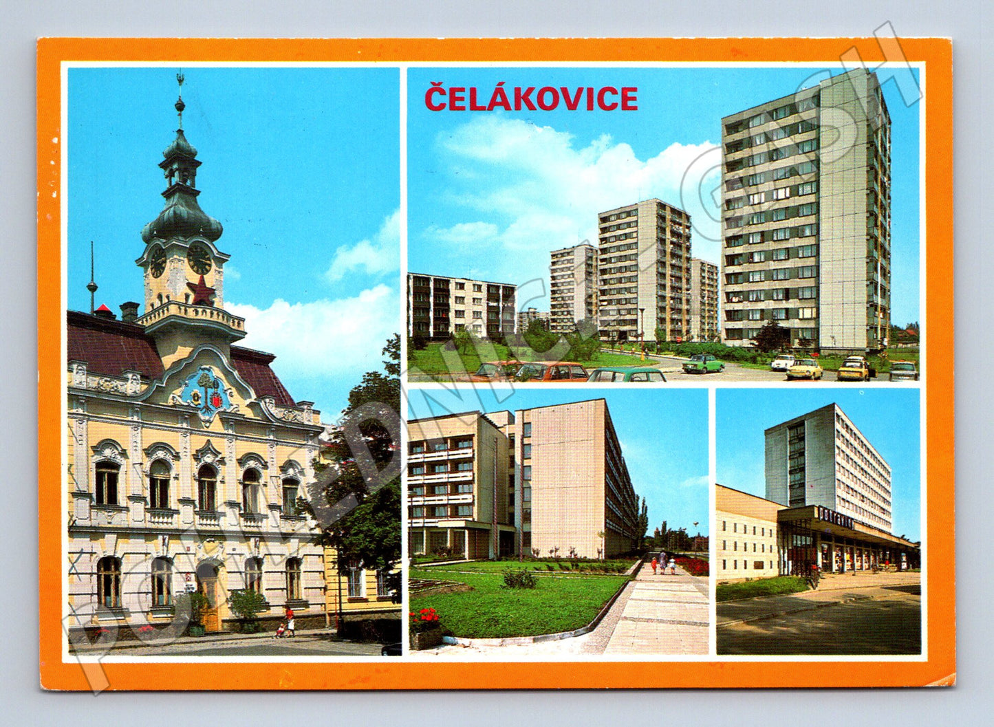 Pohlednice Čelákovice radnice sídliště společenský dům (M14755)