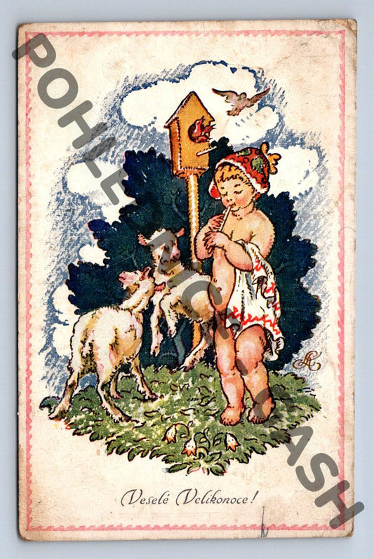 Pohlednice Velikonoční dětský motiv Československo (M1477)