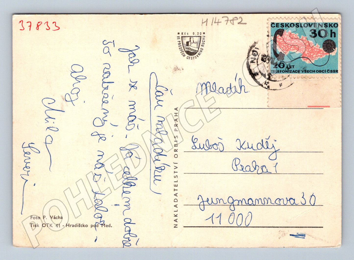 Pohlednice Nová Bystřice Albeř, Osika, ČSR (M14782)