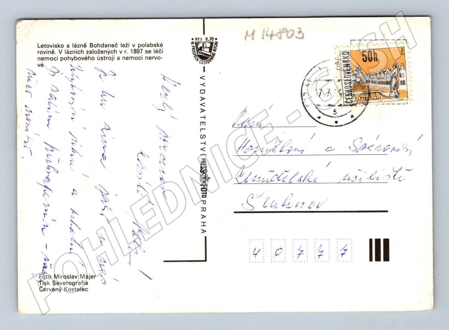 Pohlednice Bohdaneč lázně (M14803)