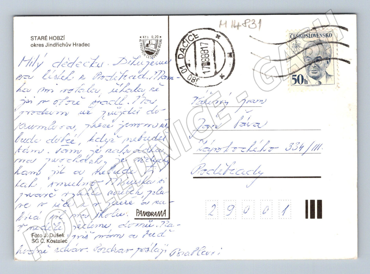 Pohlednice Staré Hobzí Jižní Čechy (M14831)