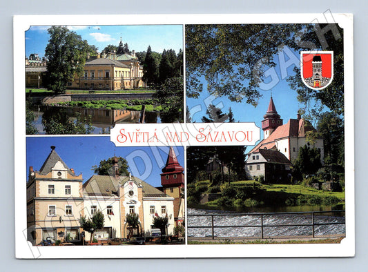 Pohlednice Světlá nad Sázavou zámek, radnice, kostel (M14854)