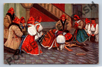 Pohlednice Velikonoční lidový zvyk a kroje (M1487)