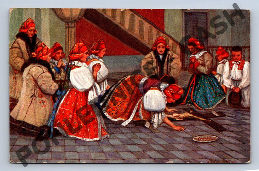 Pohlednice Velikonoční lidový zvyk a kroje (M1487)