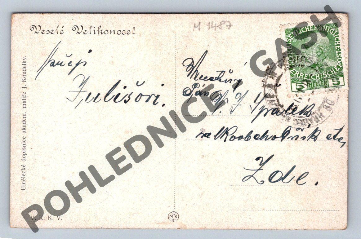 Pohlednice Velikonoční lidový zvyk a kroje (M1487)