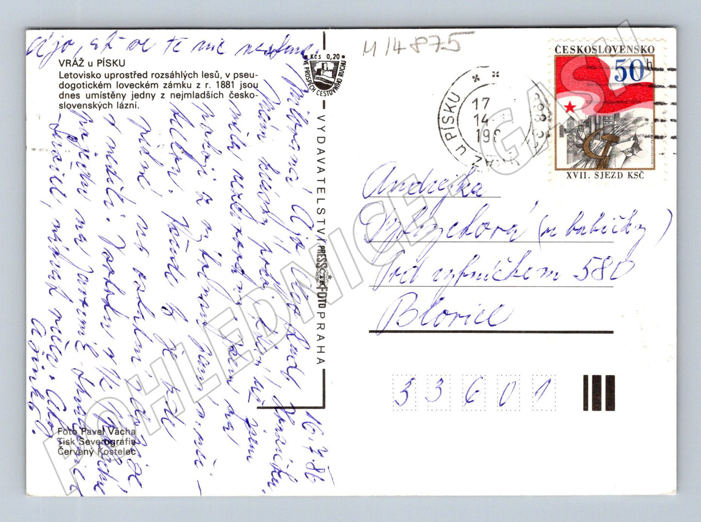 Pohlednice Vráž u Písku – zámek a lázně (M14875)