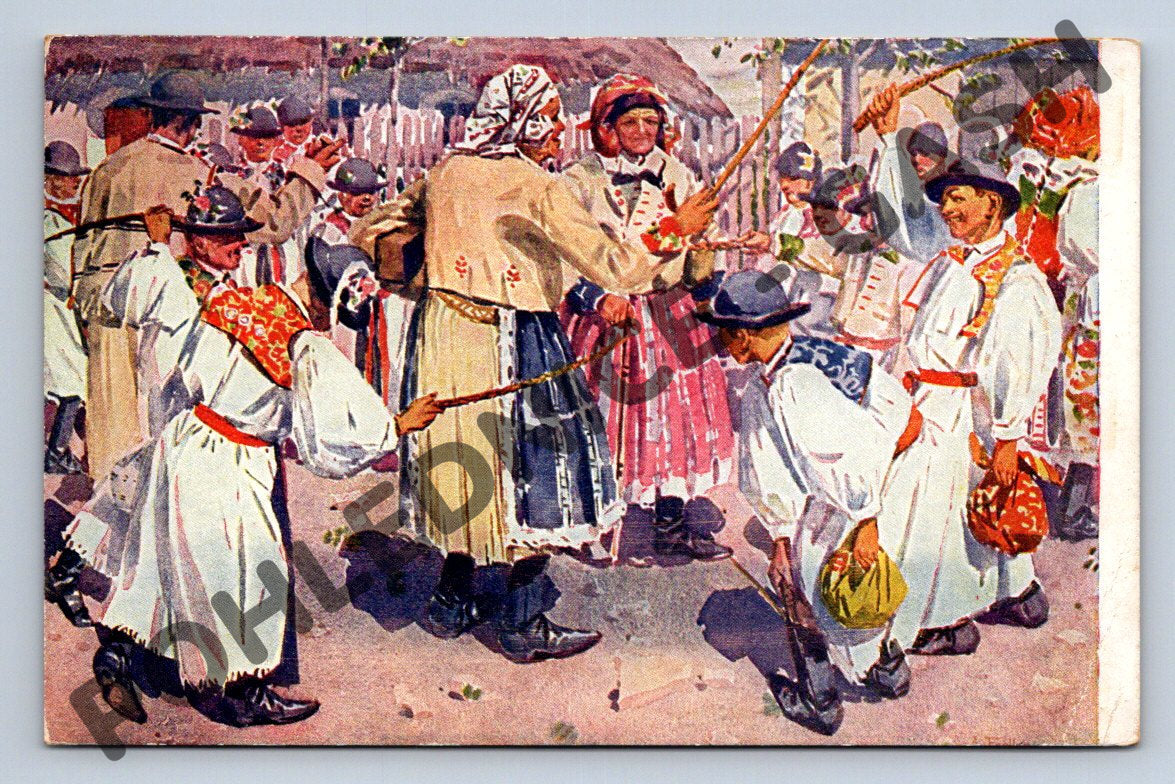 Pohlednice Velikonoční Antoš Frolka pomlázka 1947 (M1490)