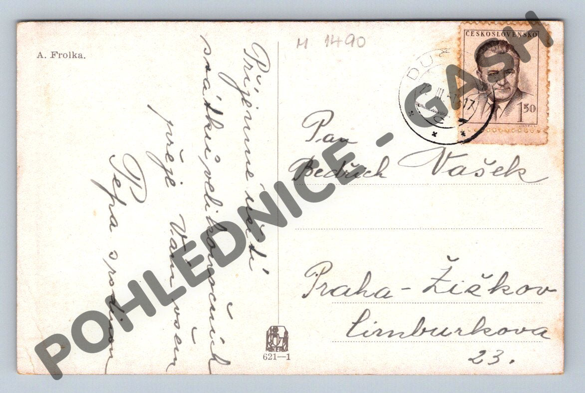 Pohlednice Velikonoční Antoš Frolka pomlázka 1947 (M1490)