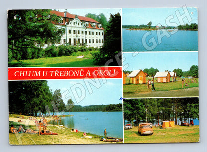 Pohlednice Chlum u Třeboně Zámek, rybník, kemp (M14907)