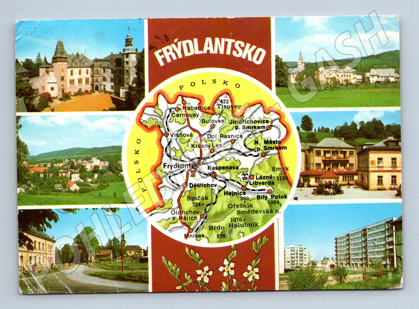 Pohlednice Frýdlantsko historická mapa a zámek (M14912)