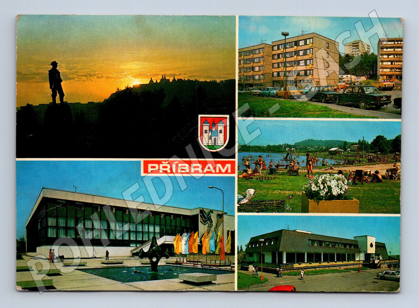 Pohlednice Příbram koláž socialismus (M14930)