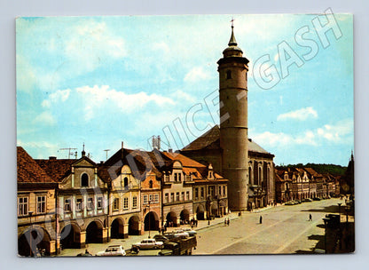Pohlednice Domažlice historické náměstí s věží (M14937)