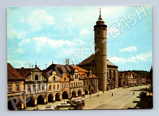 Pohlednice Domažlice historické náměstí s věží (M14937)