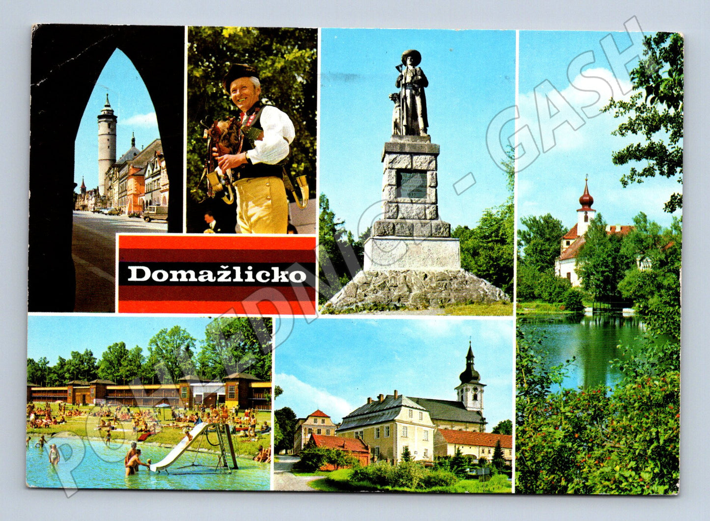 Pohlednice Domažlicko koláž památek a tradic (M14949)