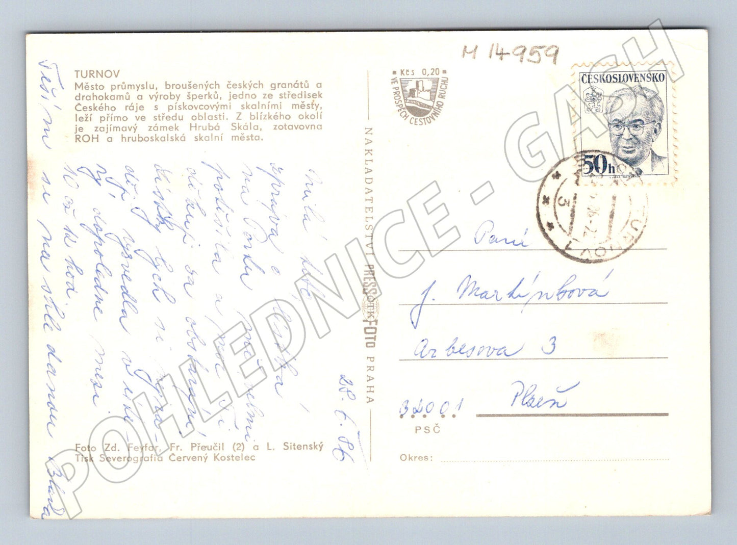 Pohlednice Turnov historická koláž se známkou (M14959)