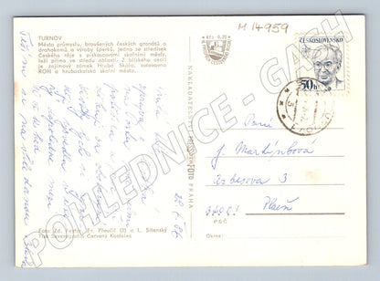 Pohlednice Turnov historická koláž se známkou (M14959)