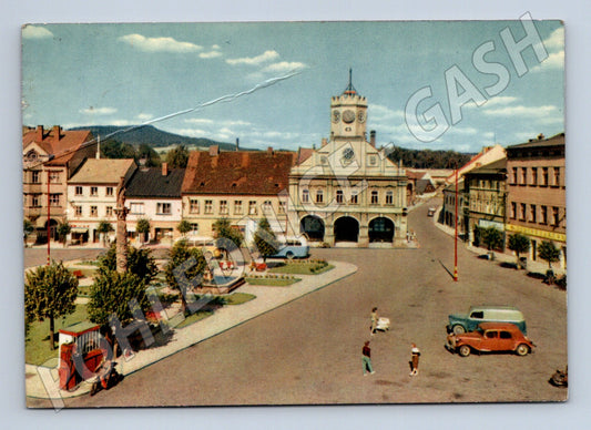 Pohlednice Police nad Metují náměstí, radnice, Ostaš (M14982)