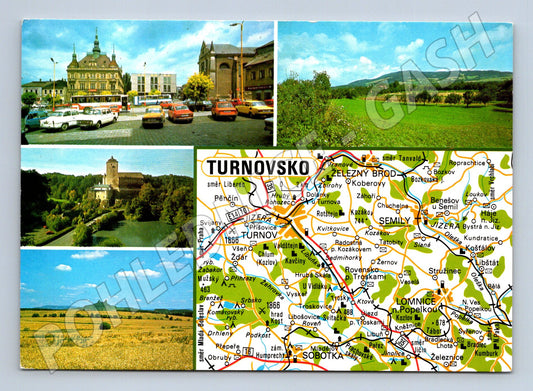 Pohlednice Turnovsko koláž s mapou a známkou (M15004)