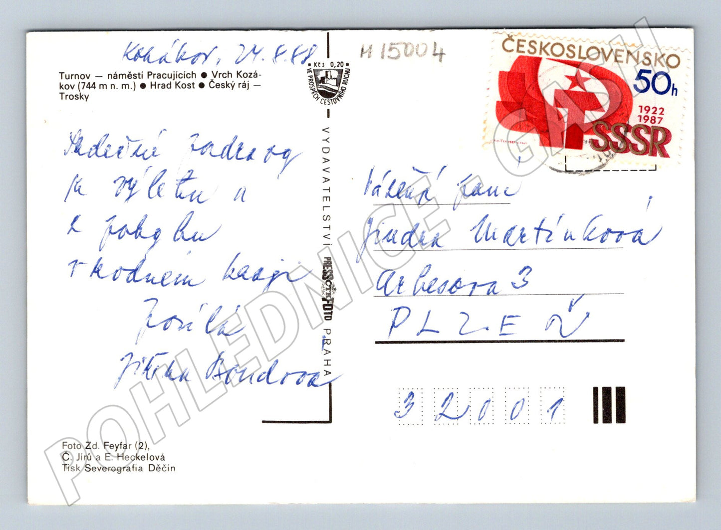 Pohlednice Turnovsko koláž s mapou a známkou (M15004)