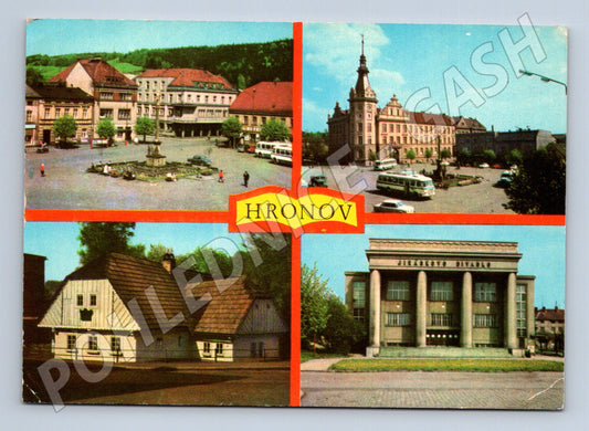 Pohlednice Hronov náměstí, Jiráskovo divadlo (M15008)