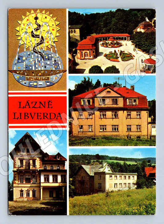 Pohlednice Lázně Libverda koláž lázeňských budov (M15033)