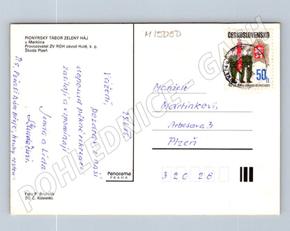 Pohlednice Pionýrský tábor Zelený háj u Merklína 1985 (M15050)