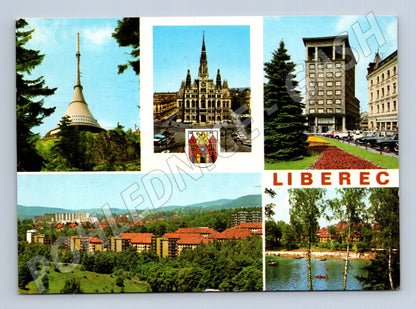 Pohlednice Liberec – Ještěd a radnice, koláž 1972 (M15056)