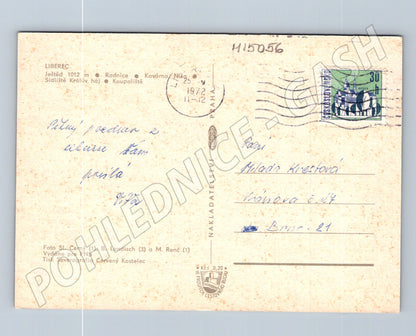 Pohlednice Liberec – Ještěd a radnice, koláž 1972 (M15056)