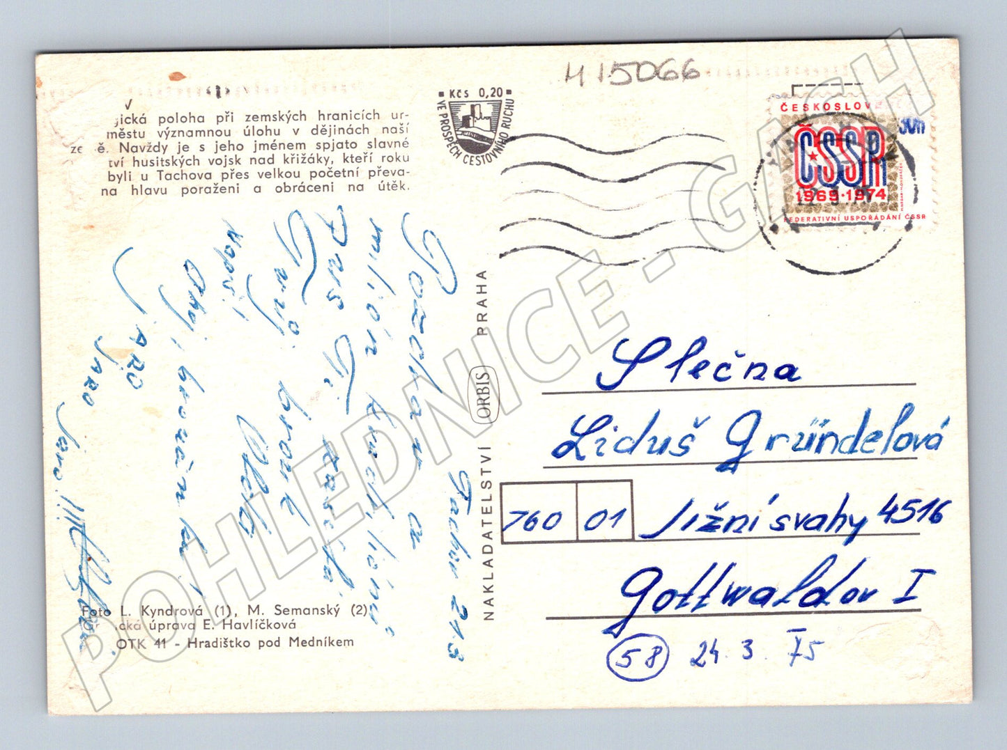 Pohlednice Tachov – více záběrů, odeslaná 1974 (M15066)