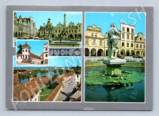 Pohlednice Telč – náměstí a zámek, odeslaná (M15074)