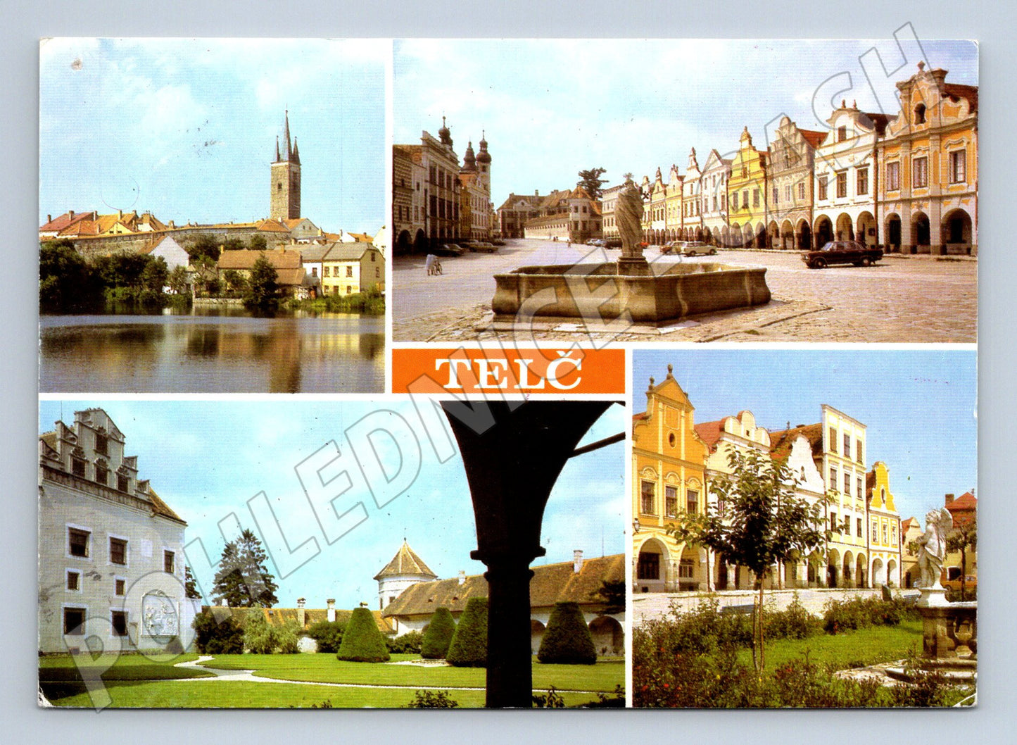 Pohlednice Telč – náměstí a zámek (M15077)