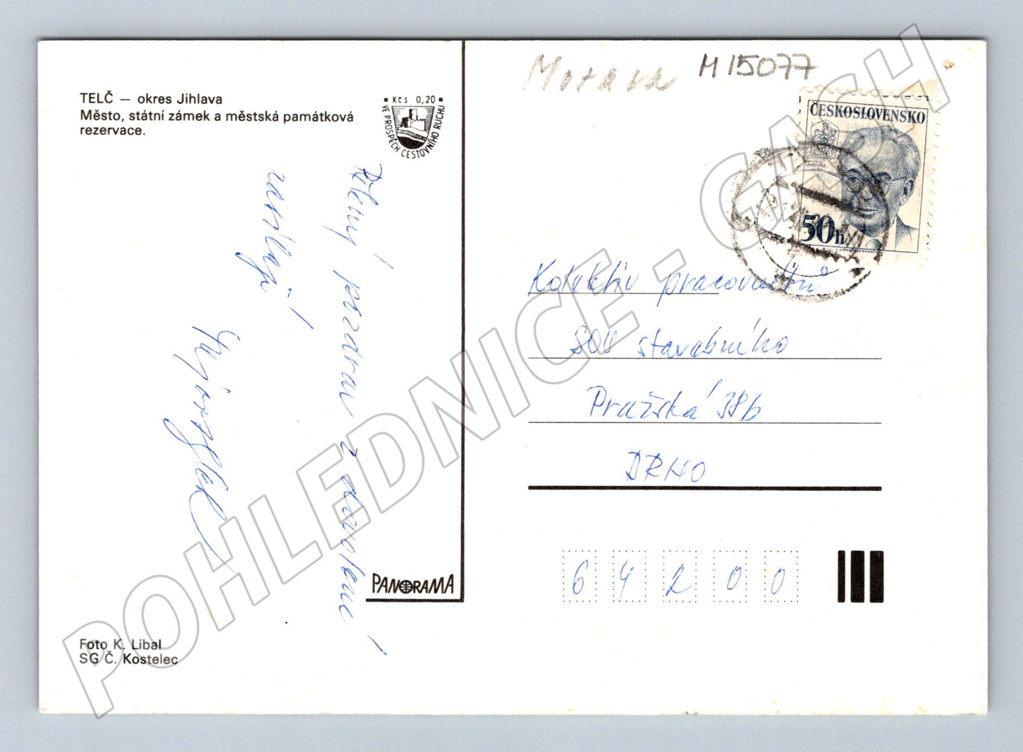 Pohlednice Telč – náměstí a zámek (M15077)