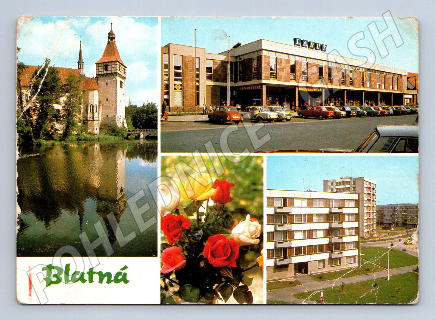 Pohlednice Blatná – zámek, Labuť, sídliště 1979 (M15080)