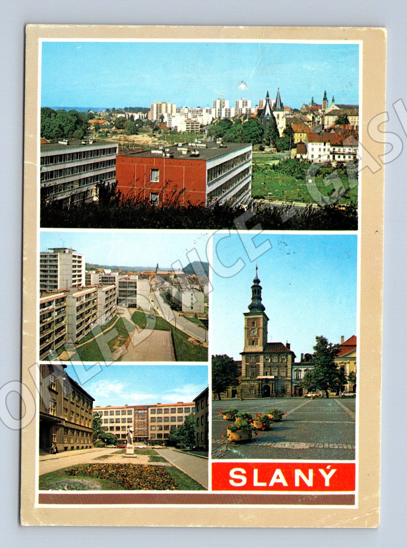 Pohlednice Slaný – kolorovaná koláž, ČSSR (M15087)