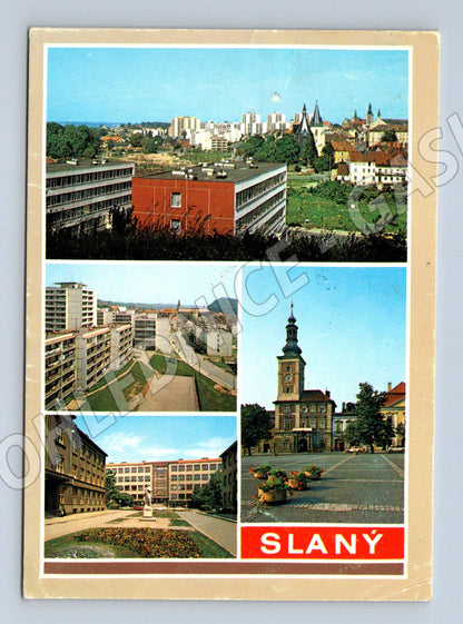 Pohlednice Slaný – kolorovaná koláž, ČSSR (M15087)