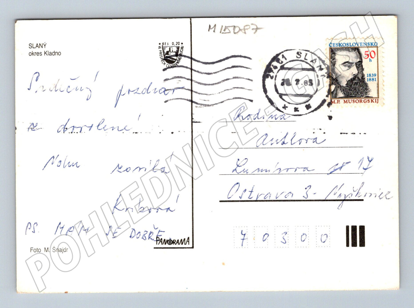 Pohlednice Slaný – kolorovaná koláž, ČSSR (M15087)