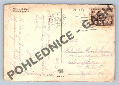 Pohlednice Mariánské Lázně celkový pohled 1952 (M151)